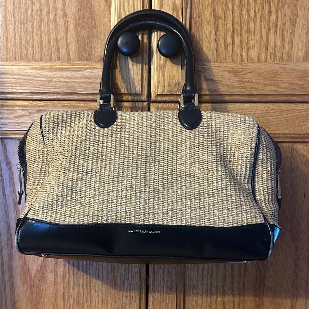 Lauren Ralph Lauren Woven Tan and Black Satchel